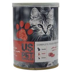 US PET کنسرو خوراک گربه بالغ گوشت 400 گرم